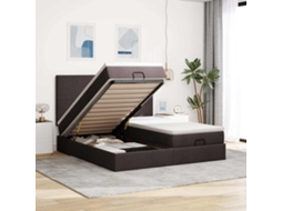 Vidaxl Estrutura De Cama Otomana Com Colchões Tecido Castanho Escuro