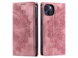 Capa Para Iphone 15 Plus Pele Sintética Magnética Rosa