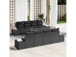 Vidaxl Conjunto De Sofá De Jardim 9 Unid. Preto Vime Pe