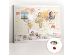 Quadro De Cortiça Design De Mapa-múndi Para O Escritório Espelharte (70x100 Cm)