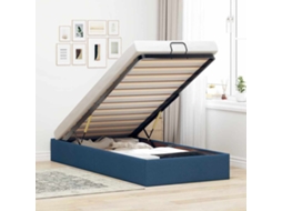 Vidaxl Estrutura De Cama Otomana Sem Colchão 100x200 Cm Tecido Azul