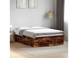 Vidaxl Estrutura de Cama 150x200 Cm Derivados Madeira Carvalho Fumado