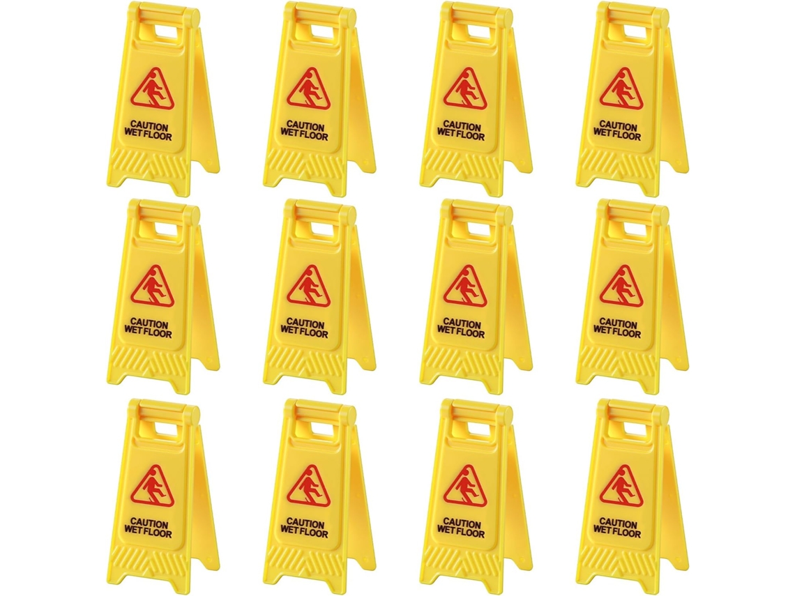 12 Mini Placas De Aviso Amarelas Para
