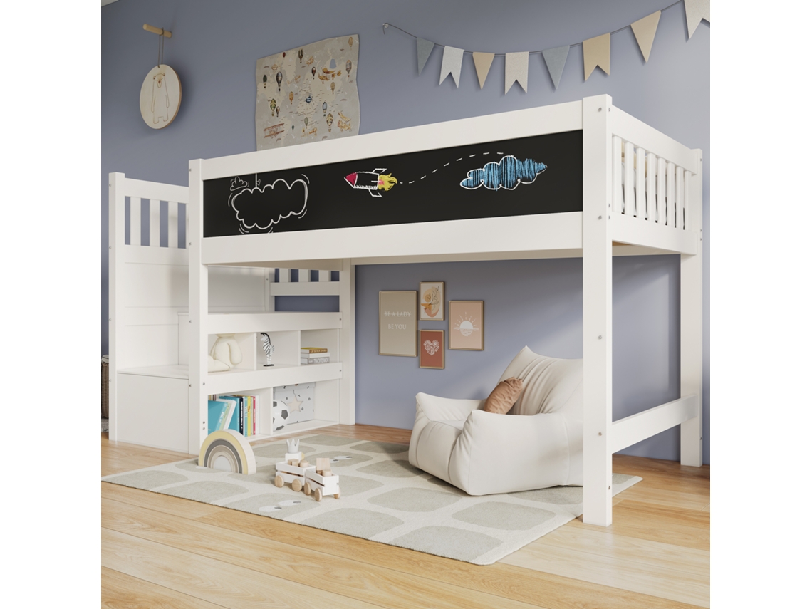 Beliche Infantil 90x200 Com Quadro Branco E Proteção