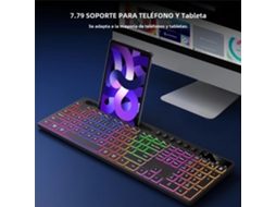 Conjunto De Teclado E Mouse Sem Fio Com Retroiluminação E Suporte Para Celular/tablet.
