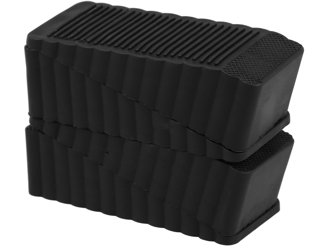 Conjunto De 4 Batentes De Porta Grandes Em Silicone Macio Preto, Com Formato De Cunha.