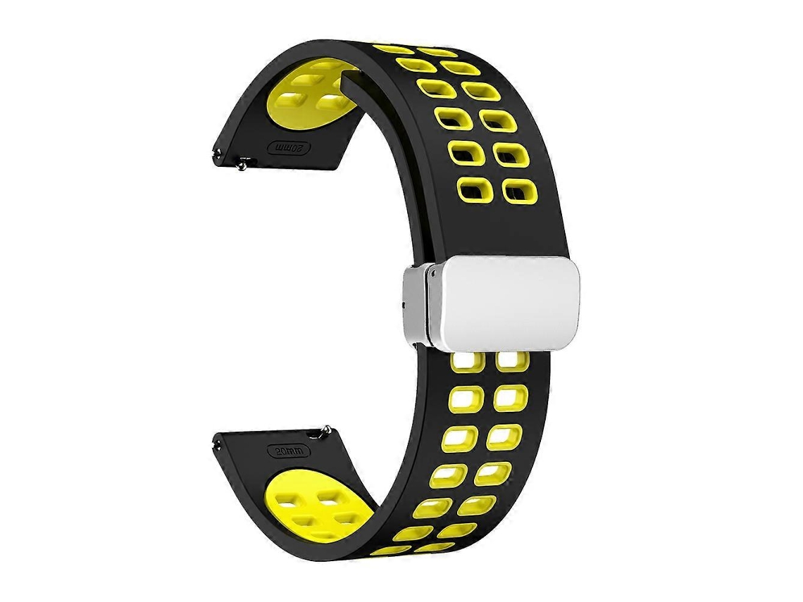 Pulseira De Relógio De Silicone Bicolor Com Fecho Dobrável De Furos Duplos Na Cor Prata