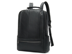 Mochila de Couro para Homens Couro Genuíno Portátil Grande Negócios Viagem Computador Sacos Ombro-Preto
