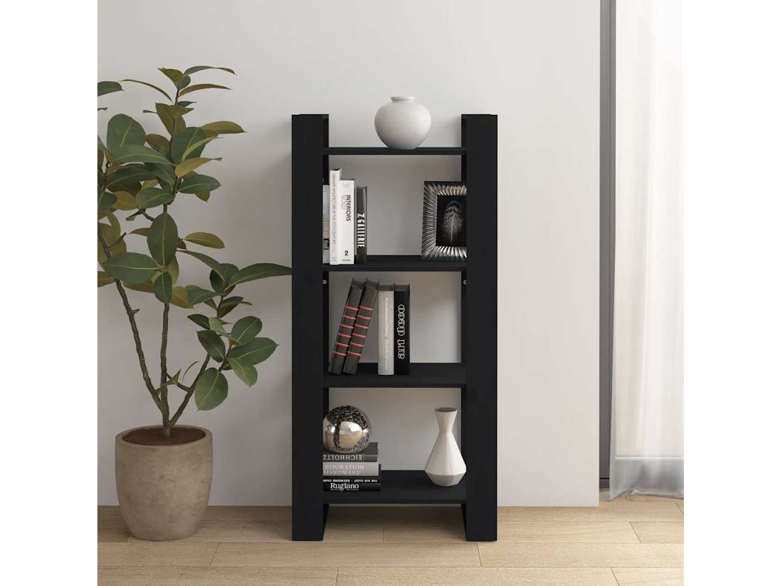 Vidaxl Estante/divisória 60x35x125 Cm Madeira Maciça Preto