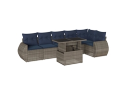 Conjunto de Sofá de Jardim, 7 Peças, Almofadas, Rattan Cinza MAISON EXCLUSIVE