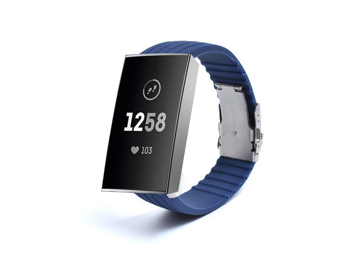 Bracelete Silicone Líquido para Fitbit by Google Charge 4 Azul Escuro