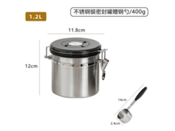 Pote para Armazenar Grãos de Café em Aço Inoxidável 304, com Tampa Hermética e Colher.prata 1,5l YUNZII