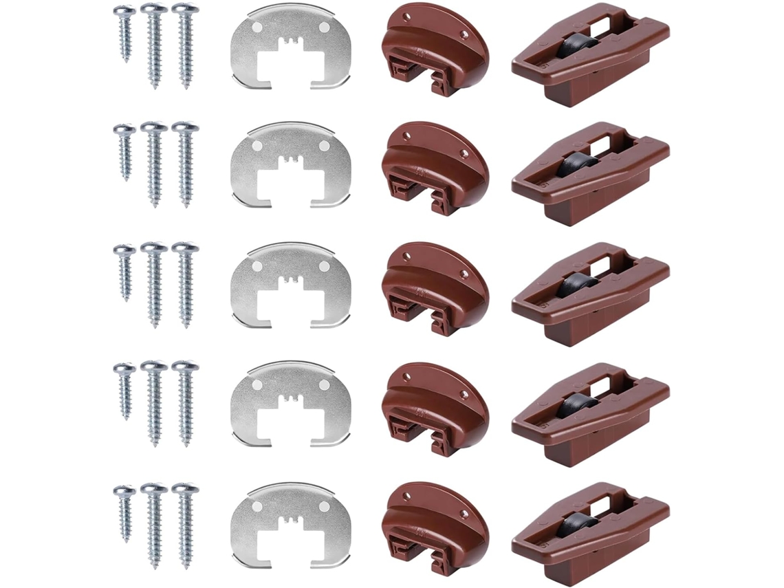 Kit De 5 Corrediças Metálicass Com Parafusos, Guias E Deslizadores Para Gavetas De Mesa De Cabeceira. Auxiliar Na