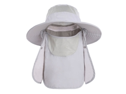 Chapéu de Sol Uv Proteção Upf 50+ com Flap Cinza Claro