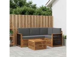 Vidaxl Conjunto De Sofás Para Exterior 5 Unid. Natural E Antracite