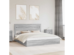 Vidaxl Cama Com Armazenamento Com Gaveta Cinza Sonoma 200 X 200 Cm