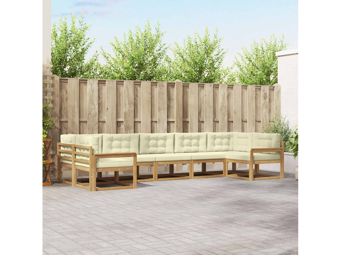 Vidaxl Conjunto De Sofás Para Exterior 7 Unid. Branco E Creme