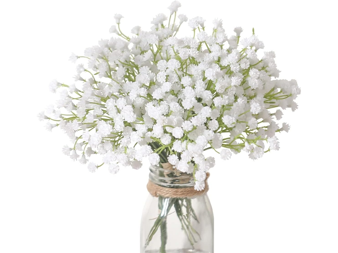 10 Buquês de Flores Artificiais de Gipsofila Branca para Casamento e Decoração de Casa AQUAFORGE