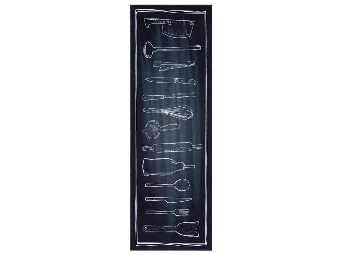 Conjunto 1 Tapete De Cozinha Vidaxl Preto Veludo (180 X 60 Cm)