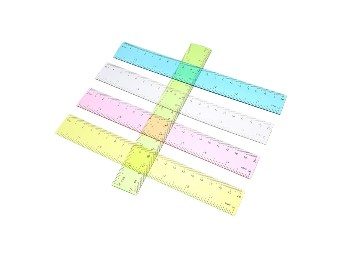 Régua De Plástico Colorida Mipcase 20cm, Conjunto De 5 Peças, Para Desenho E Medição Leve Fácil De Usar, Ideal Para