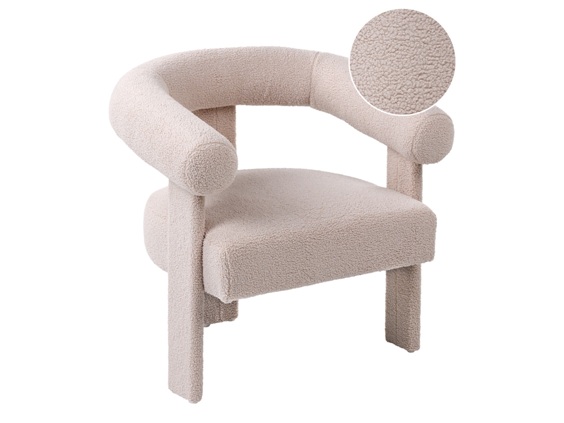 Sillón Beliani Ilbro De Bouclé Beige 77x68x76