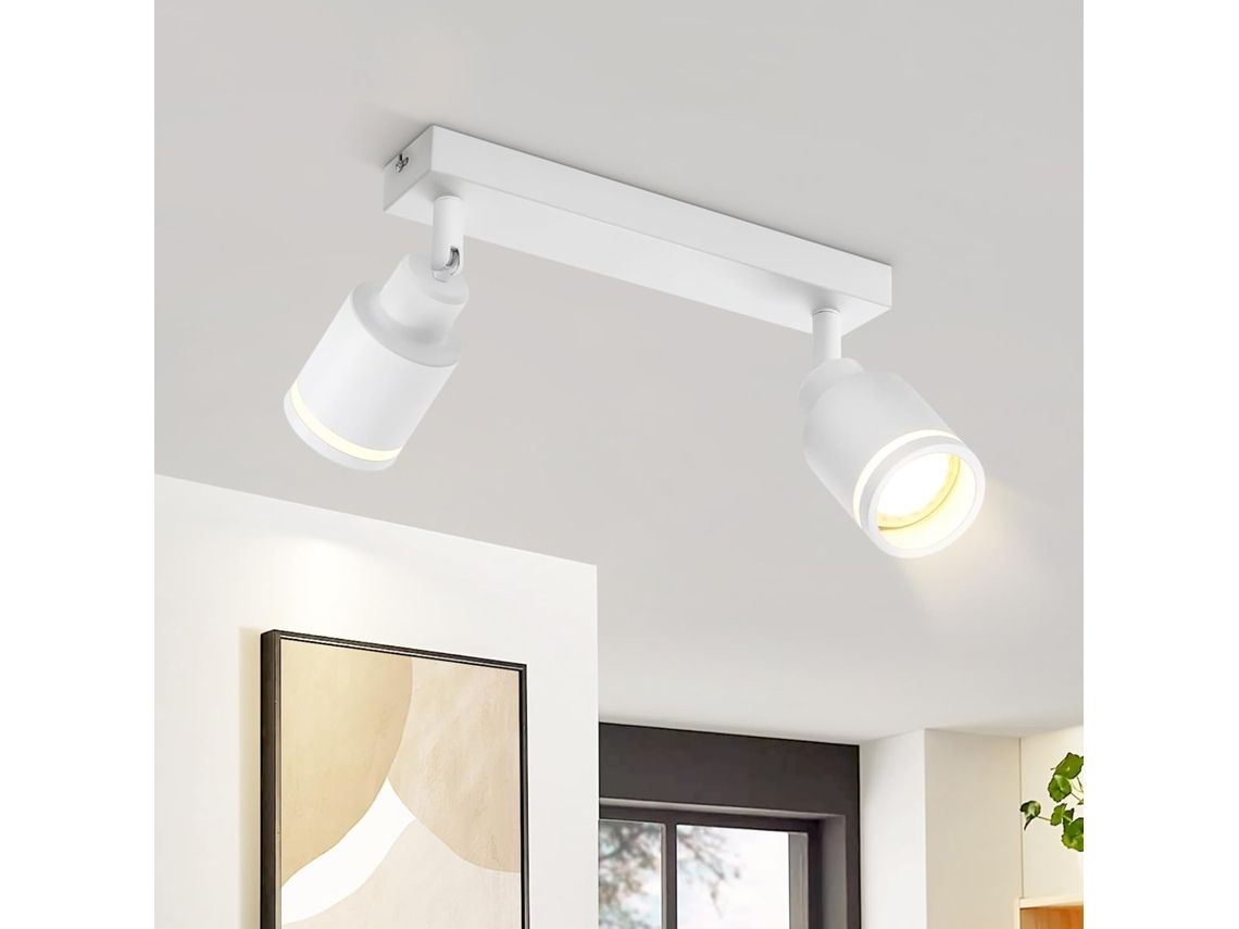 Nettlife Candeeiro De Teto Com Focos Moderno 2 Luzes Ajustáveis Metal Gu10 Para Interior, 25 W, Orientáveis, Para Sala, Quarto, Uso Diário