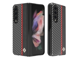 Capa De Celular Dobrável Horizontal Em Couro Com Fibra De Carbono Lc.imeeke Para Samsung Galaxy Z Fold4 5g.