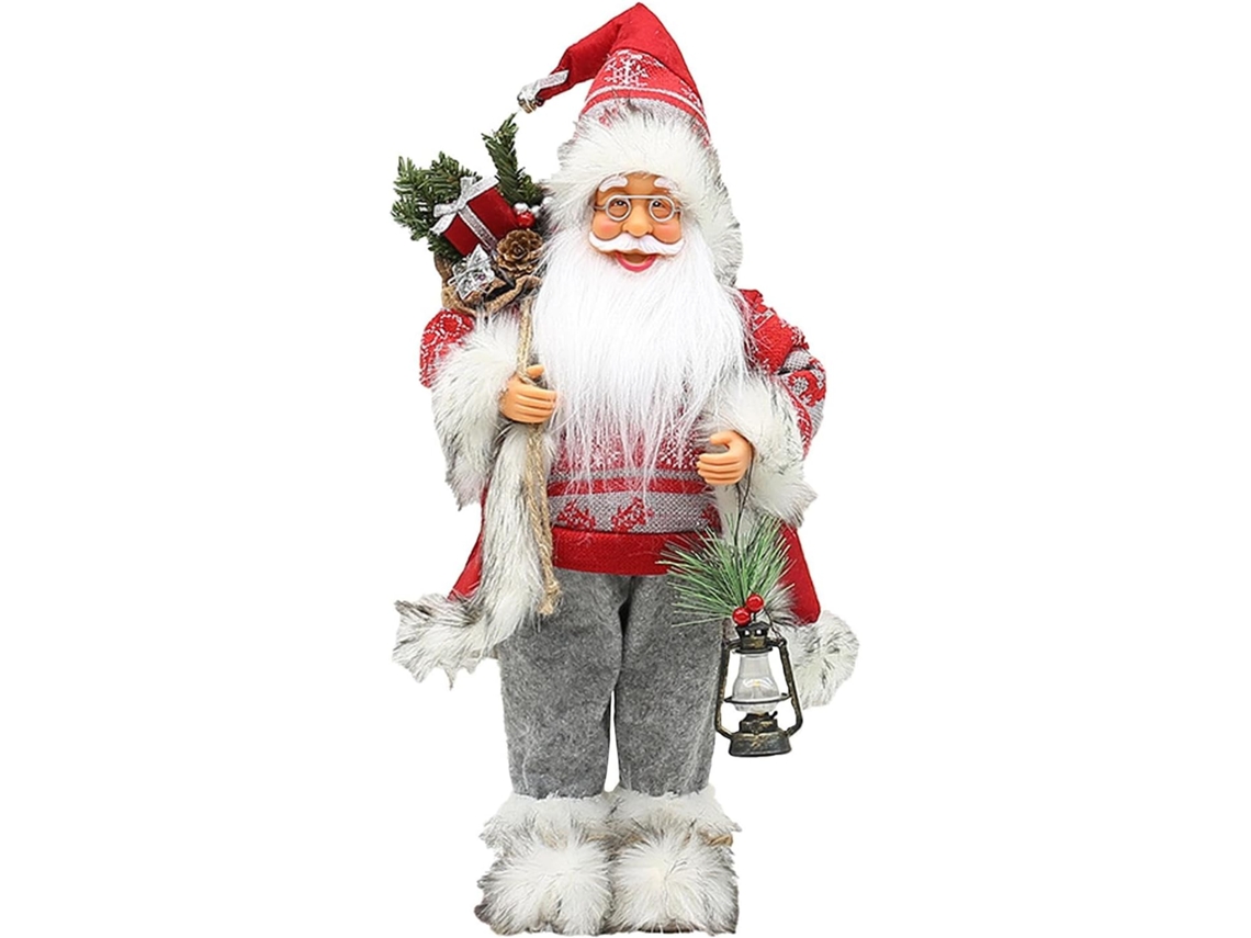 Estatueta De Papai Noel De 46 Cm Carregando Uma Lanterna Para Decoração |
