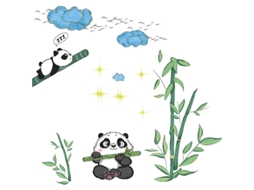 Rebe adesivos de Parede de Panda com Nuvens e Bambu, Decoração Criativa e Bonita para Quarto Infantil