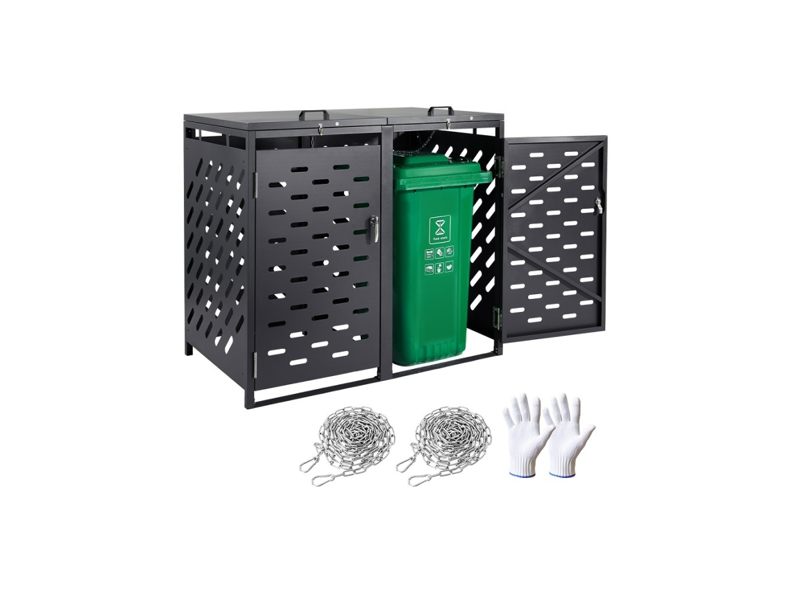 Conjunto De Contentores Metálicos Para Caixotes De Lixo 240l Com Tampa Rebatível Tekmaquinas