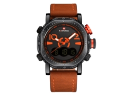 Relógio Eletrônico Quartz Masculino de Pulso com Pulseira Pu À Prova D'água 3atm