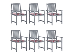Vidaxl Cadeiras De Jardim C/ Almofadões 6 Pcs Acácia Maciça Cinzento
