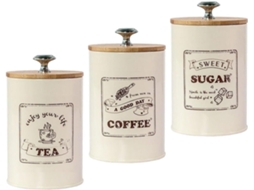 Conjunto De 3 Recipientes Herméticos Stobaza Para Chá, Café E Açúcar, Com Tampas, Elegante Estilo Retrô Em Ferro