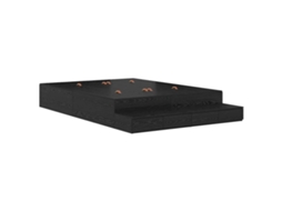 Estrado de Cama com Arrumação e Gaveta Carvalho Preto 140 cm MAISON EXCLUSIVE
