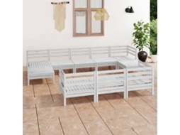 Vidaxl 10 Pcs Conjunto Lounge De Jardim Pinho Maciço Branco
