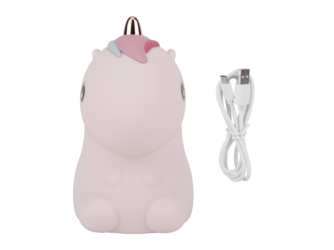 Luz de Noite Usb Led Animal Fofo Colorido Rosa Silicone