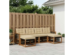 Vidaxl Conjunto De Sofás Para Exterior 6 Pcs Natural E Bege