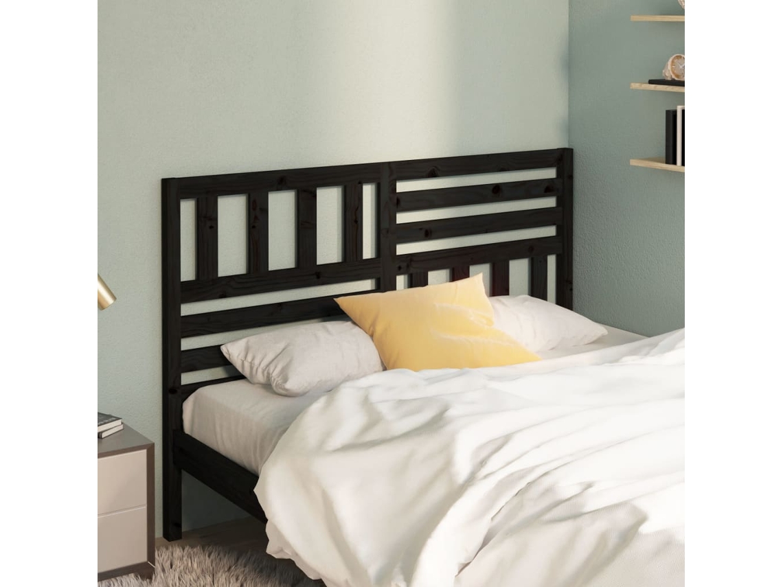 Vidaxl Cabeceira De Cama 166x4x100 Cm Pinho Maciço Preto
