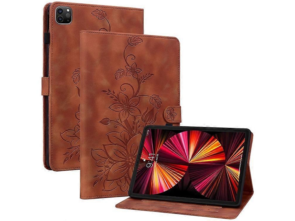 Capa Para Tablet Compatível Com Ipad Pro 12.9 (2020) / (2021) / (2022), Resistente A Impactos, Com Estampa Floral, Em Couro Pu.