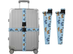 Conjunto De 2 Cintas Bagagem Azuis Personalizadas Para Malas Com Fivelas Embalagem