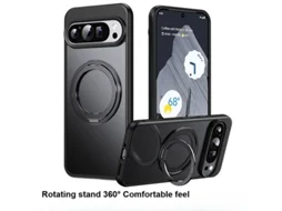 Capa Magnética Com Suporte Rotativo 360° Para Google Pixel 8 Pro, Acabamento Preto Translúcido