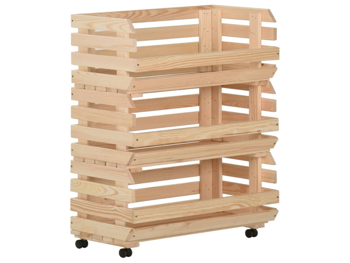 Vegetable Trolley, Vegetable Trolleys Vidaxl Marrom Madeira De Pinho (77 X 30 X 80 Cm)
