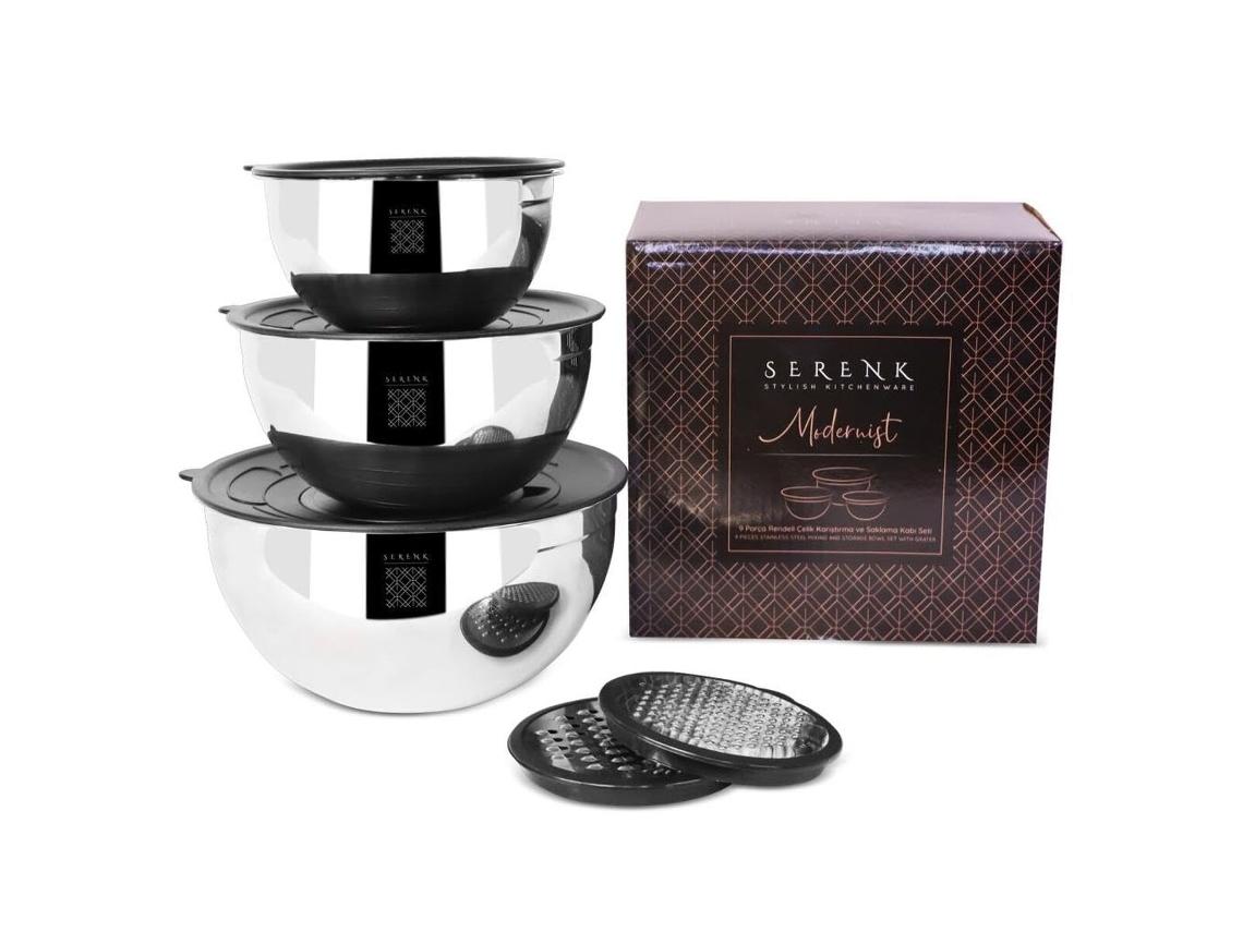 Serenk Tigela Mistura Inox Modernista 9 Peças Com Ralador Lava-louças