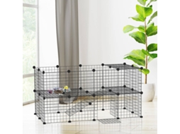 Parque para Coelhos PAWHUT 36 Painéis (Preto - 146x73x73cm - ABS)