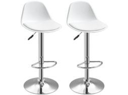 Conjunto de 2 Banquinhos. Cadeiras de Bar. Cadeiras Giratórias com Encostos. Ajustável em Altura. Até 120 Kg. 41 X 42 X 82 104 Cm. Branco Ge