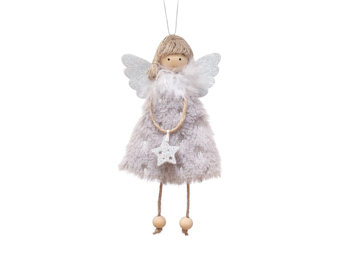 Decoração De Natal Criativa Laxiscreed Anjo Com Coração Cinzento E Estrela De Cinco Pontas