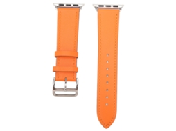 Aetheria pulseira de Couro para Smartwatch Universal Iwatch Series Se 8 7 6 5 4 3 2 1 38mm 40mm 41mm Laranja