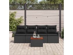 Vidaxl Conjunto De Sofá De Jardim 5 Unid. 4-número De Lugares Preto