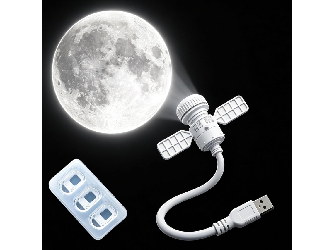 Projetor De Luzes Led Em Formato Satélite, Ajustável Em 360 Graus | Com 4 Slides De Led Substituíveis Casa, Quarto