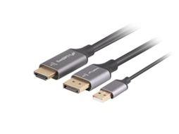 Cabo HDMI LANBERG M/M de 0,5 m, V2.0, 4K, slim, preto e azul